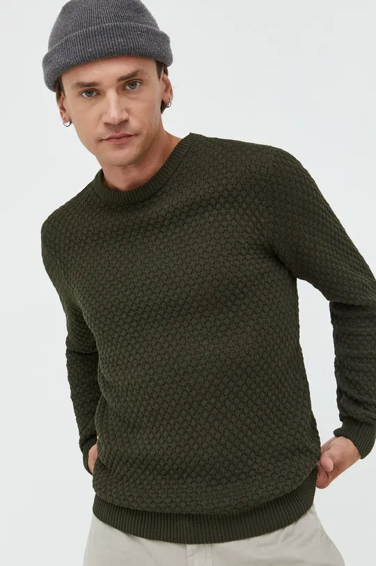 zelená Bavlnený sveter Solid