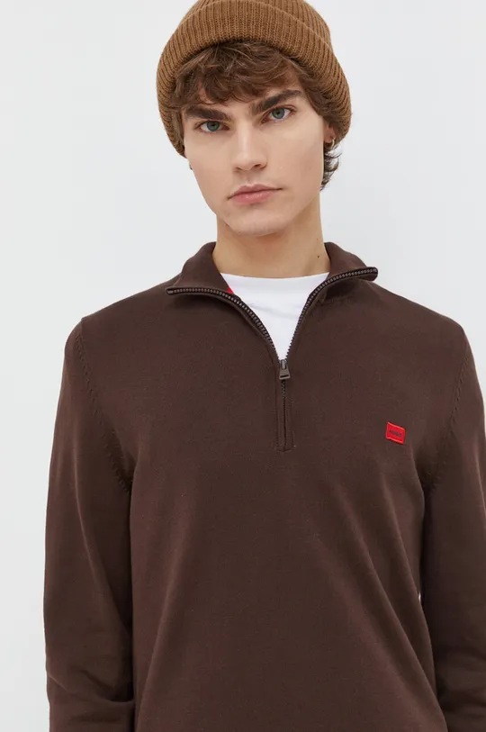 brązowy HUGO sweter bawełniany Męski