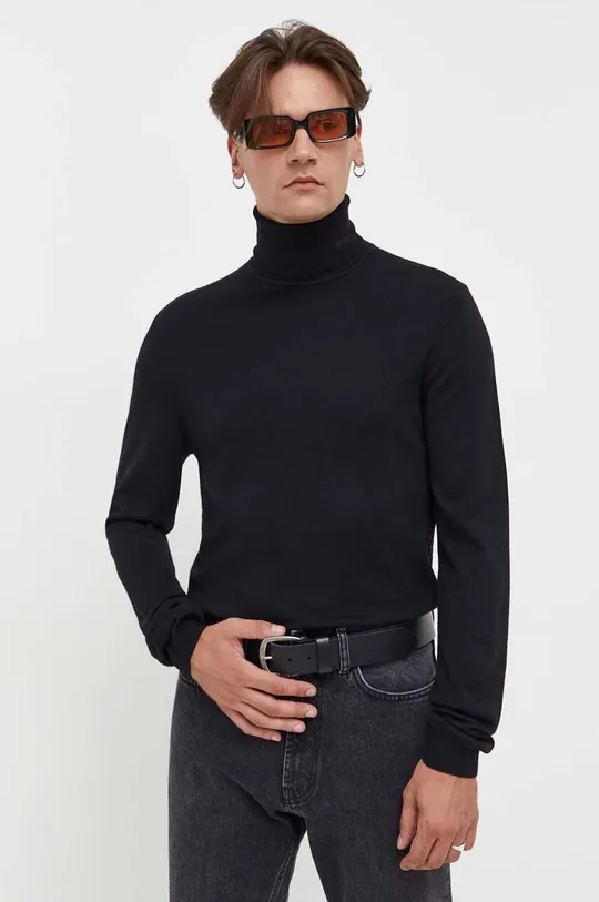 чёрный Шерстяной свитер HUGO Мужской