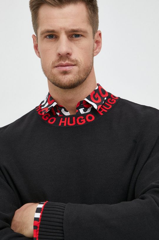 czarny HUGO sweter bawełniany Męski