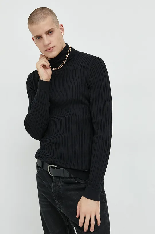 czarny HUGO sweter z domieszką wełny Męski