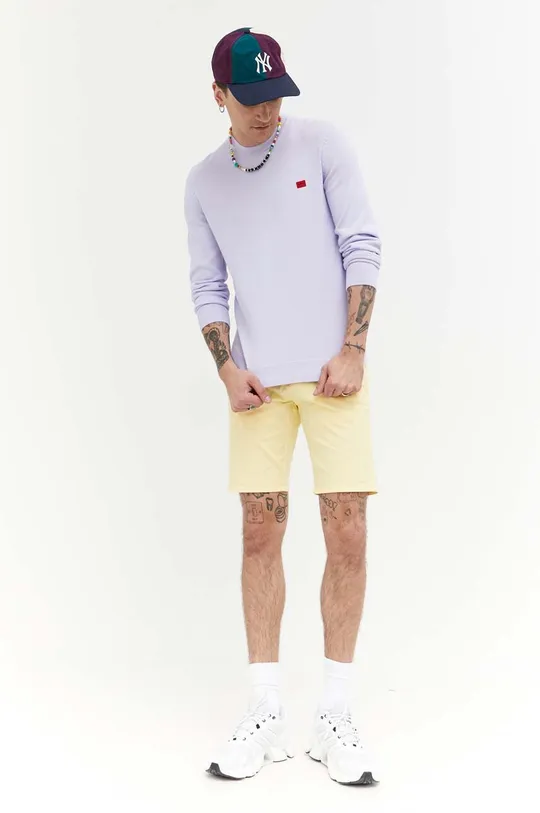 Bavlnený sveter HUGO fialová