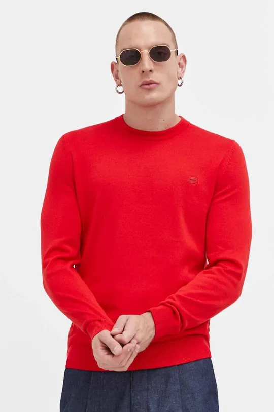 κόκκινο Βαμβακερό πουλόβερ HUGO Ανδρικά