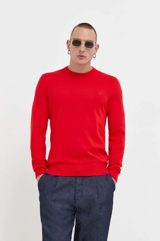piros HUGO pamut pulóver