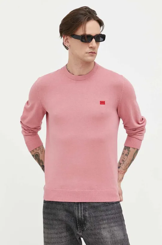 розовый Хлопковый свитер HUGO Мужской