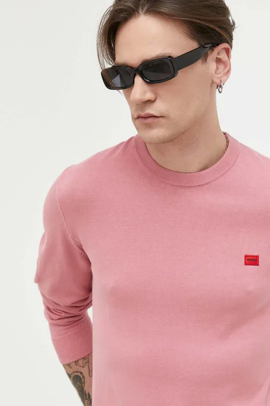 rózsaszín HUGO pamut pulóver