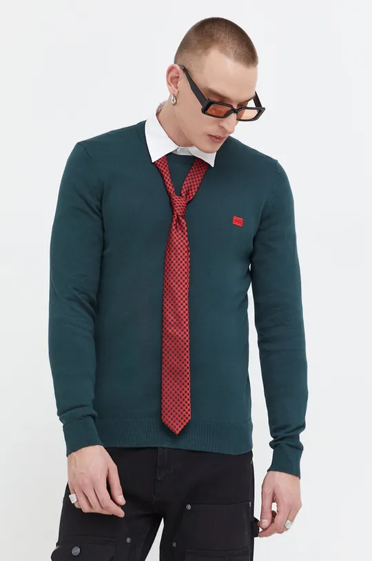 zielony HUGO sweter bawełniany Męski