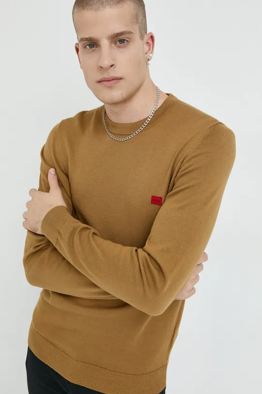 brązowy HUGO sweter bawełniany