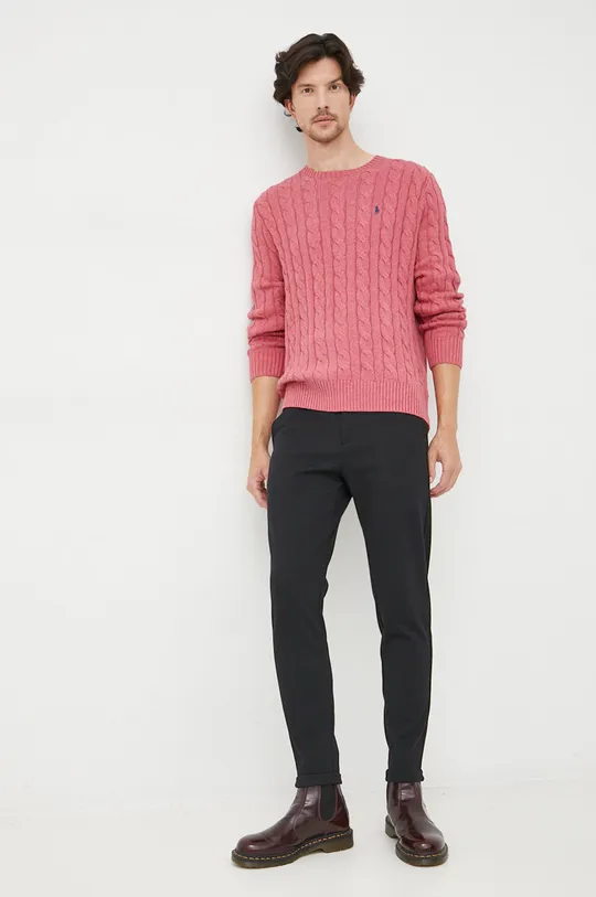 Pamučni pulover Polo Ralph Lauren roza