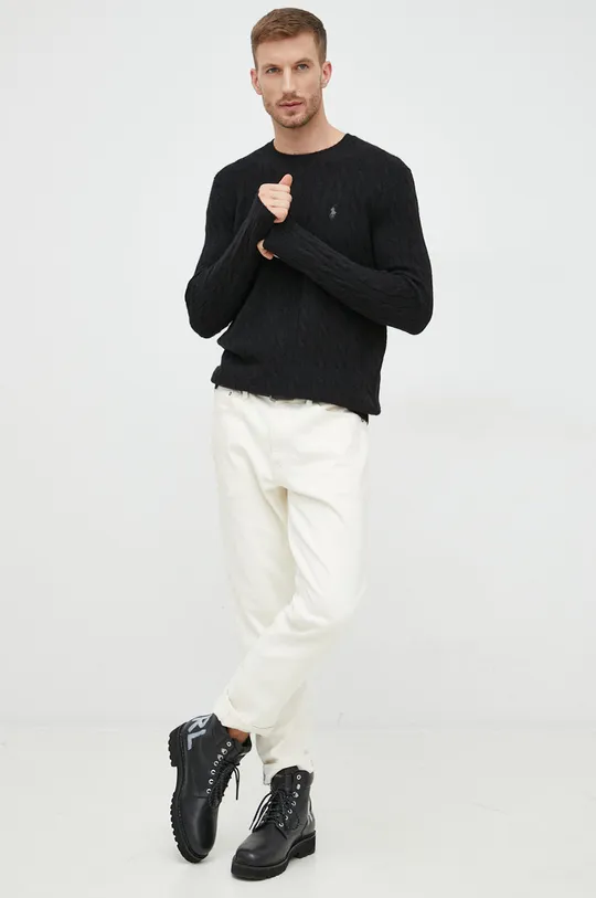 Volnen pulover Polo Ralph Lauren črna