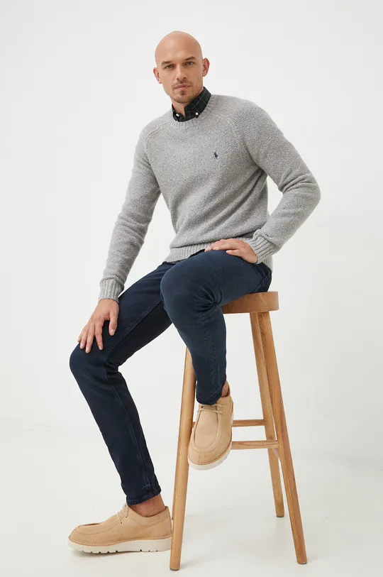 Volnen pulover Polo Ralph Lauren siva
