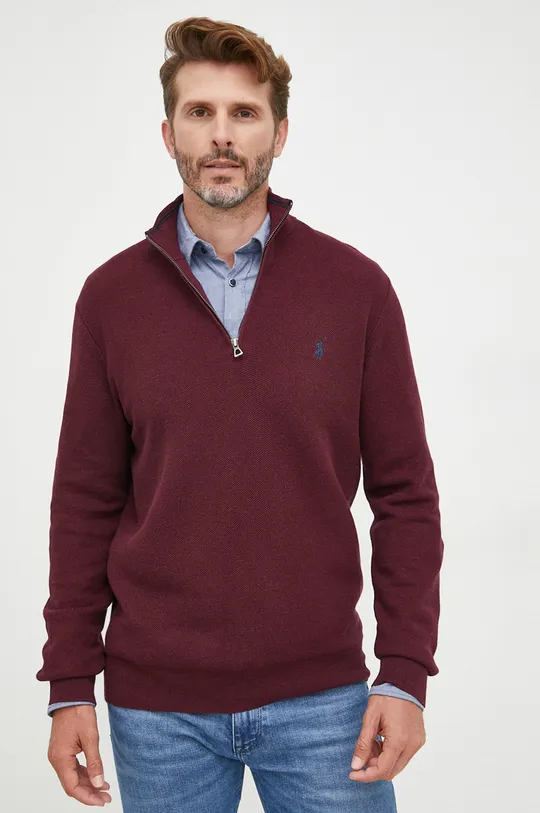 μπορντό Βαμβακερό πουλόβερ Polo Ralph Lauren Ανδρικά