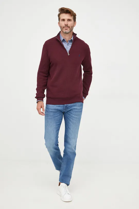 Βαμβακερό πουλόβερ Polo Ralph Lauren μπορντό