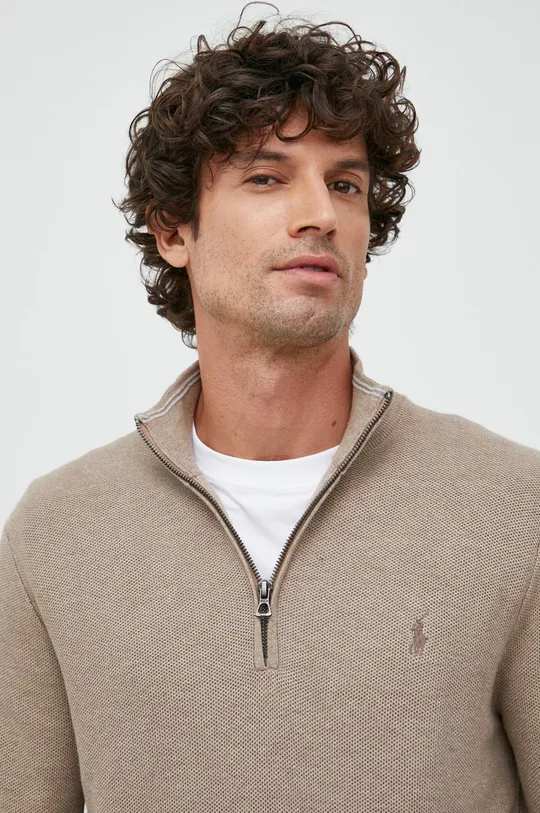 rjava Bombažen pulover Polo Ralph Lauren