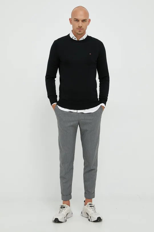 Volnen pulover Tommy Hilfiger črna