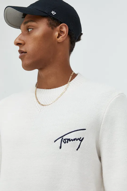 beżowy Tommy Jeans sweter Męski