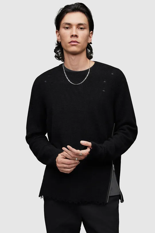 czarny AllSaints sweter z domieszką wełny DISORDER CREW Męski