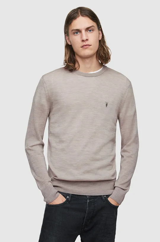 szary AllSaints sweter MODE MERINO CREW Męski