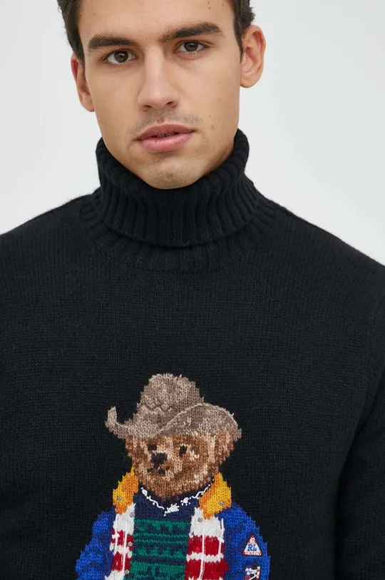 fekete Polo Ralph Lauren gyapjú pulóver