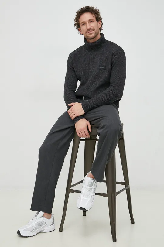 Μάλλινο πουλόβερ Calvin Klein Jeans μαύρο