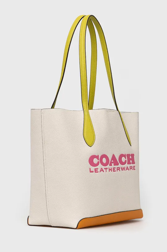 Δερμάτινη τσάντα Coach μπεζ