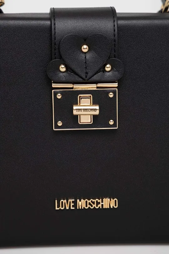 μαύρο δερμάτινη τσάντα Love Moschino