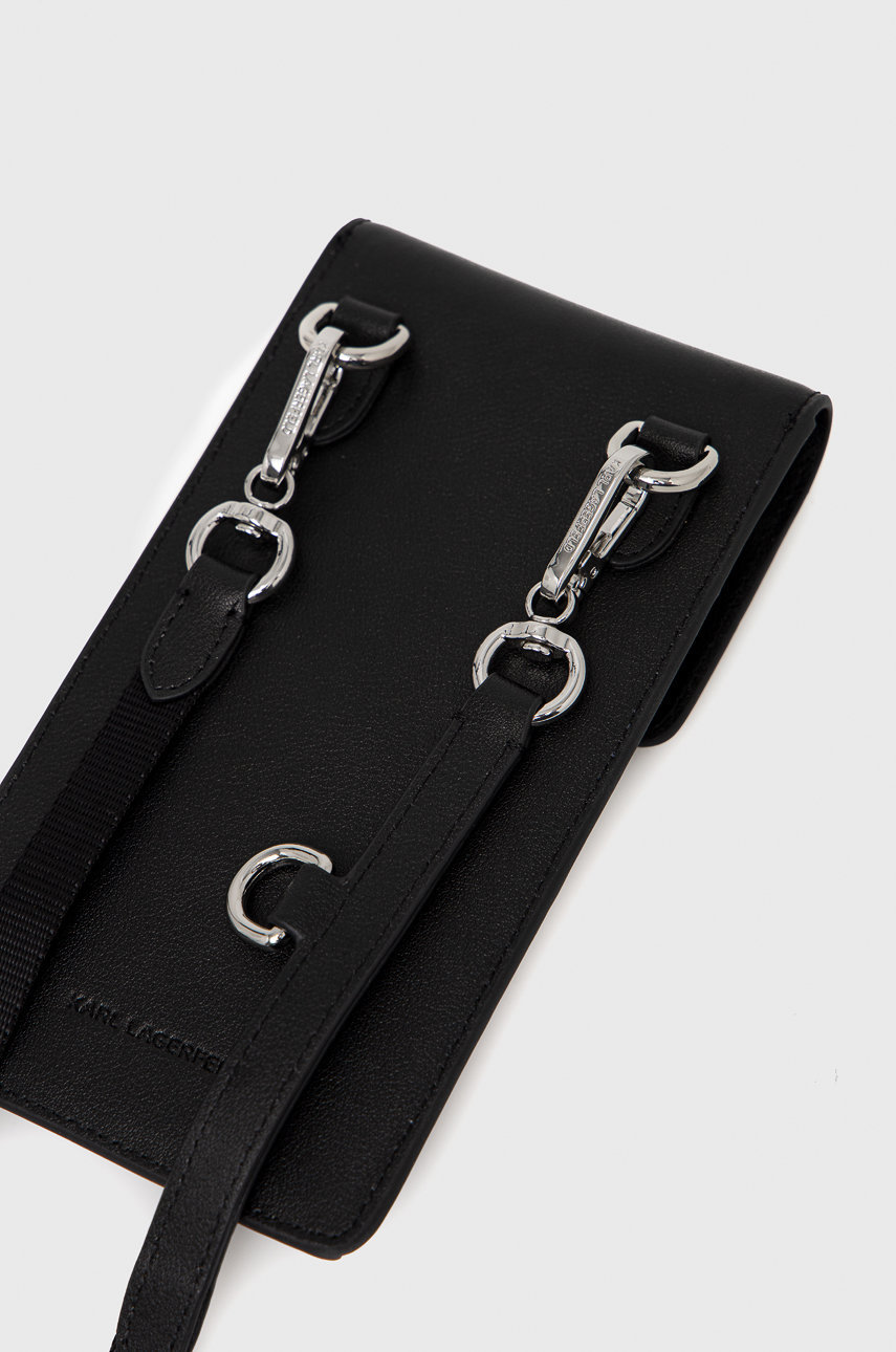 Кожаный чехол на телефон Karl Lagerfeld цвет чёрный | ANSWEAR.ua