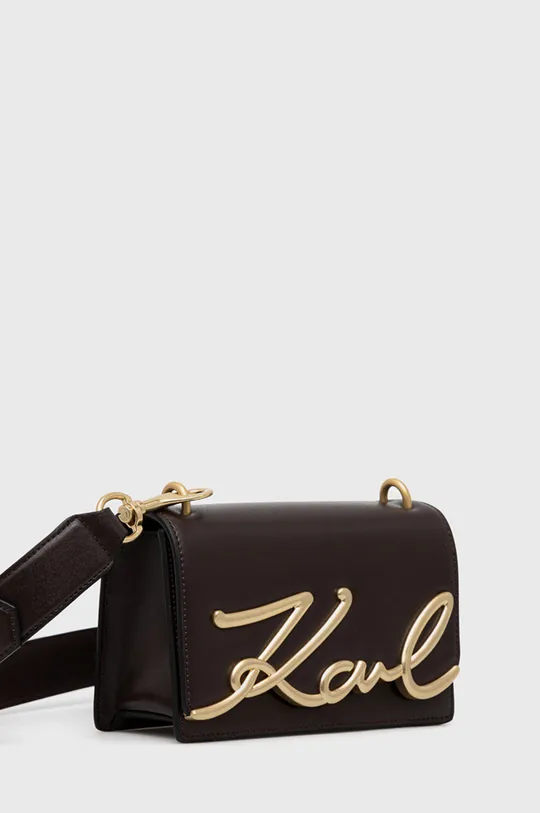Δερμάτινη τσάντα Karl Lagerfeld καφέ
