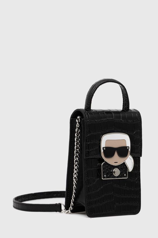 Kožená kabelka Karl Lagerfeld černá