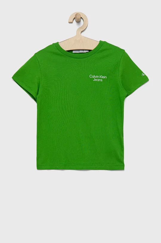 zielony Calvin Klein Jeans t-shirt bawełniany dziecięcy IB0IB01319.9BYY Chłopięcy