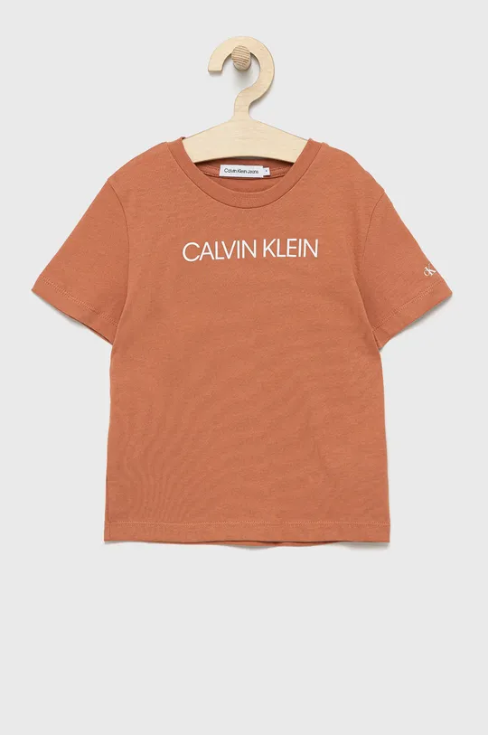 pomarańczowy Calvin Klein Jeans t-shirt bawełniany dziecięcy IU0IU00298.9BYY Chłopięcy