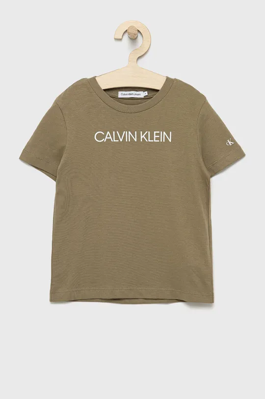 zielony Calvin Klein Jeans t-shirt bawełniany dziecięcy IU0IU00298.9BYY Chłopięcy