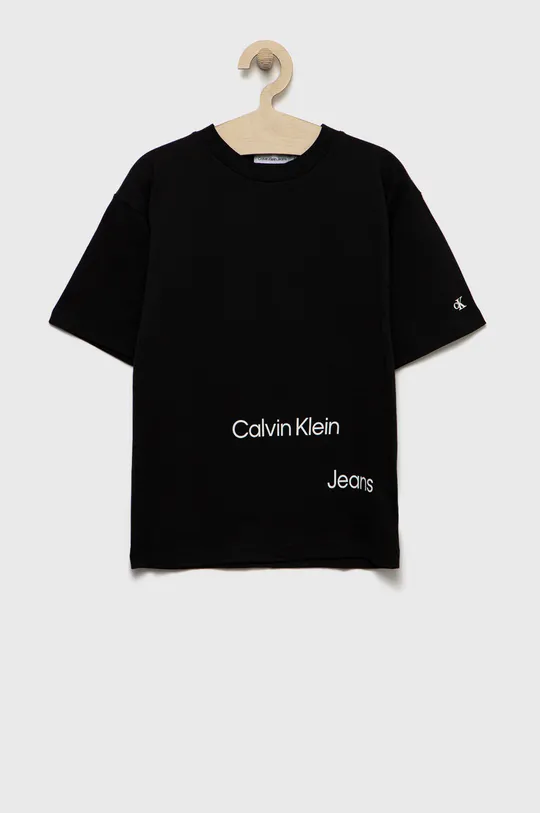 μαύρο Παιδικό βαμβακερό μπλουζάκι Calvin Klein Jeans Για αγόρια