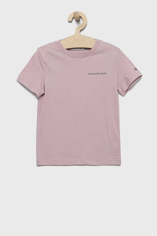 różowy Calvin Klein Jeans t-shirt bawełniany dziecięcy IU0IU00326.9BYY Chłopięcy