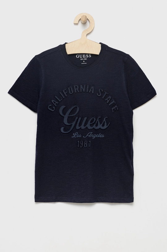 granatowy Guess t-shirt bawełniany dziecięcy Chłopięcy