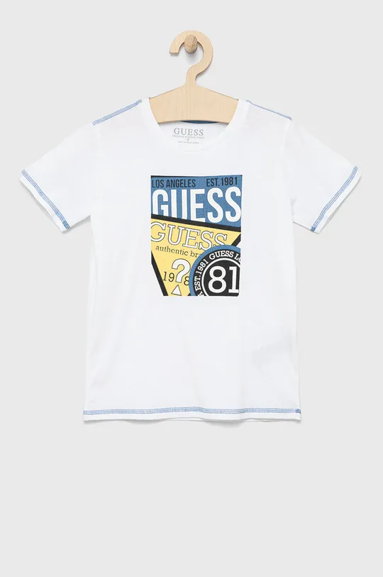 λευκό Παιδικό βαμβακερό μπλουζάκι Guess Για αγόρια