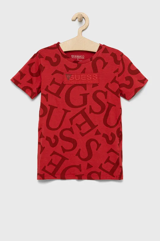 crvena Dječja pamučna majica kratkih rukava Guess Za dječake