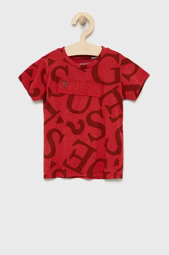 κόκκινο Παιδικό βαμβακερό μπλουζάκι Guess Για αγόρια