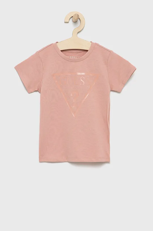 różowy Guess t-shirt bawełniany dziecięcy Chłopięcy