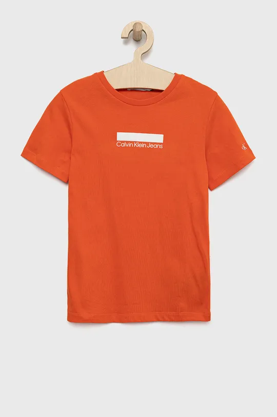 narančasta Dječja pamučna majica kratkih rukava Calvin Klein Jeans Za dječake