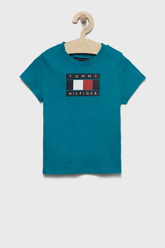 τιρκουάζ Παιδικό βαμβακερό μπλουζάκι Tommy Hilfiger Για αγόρια