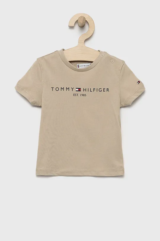 μπεζ Παιδικό βαμβακερό μπλουζάκι Tommy Hilfiger Για αγόρια