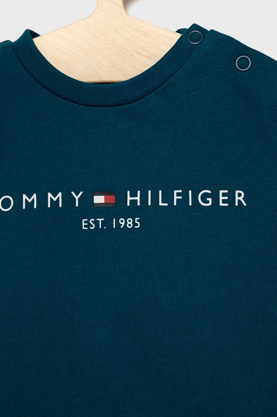 Dječja pamučna majica kratkih rukava Tommy Hilfiger tirkizna