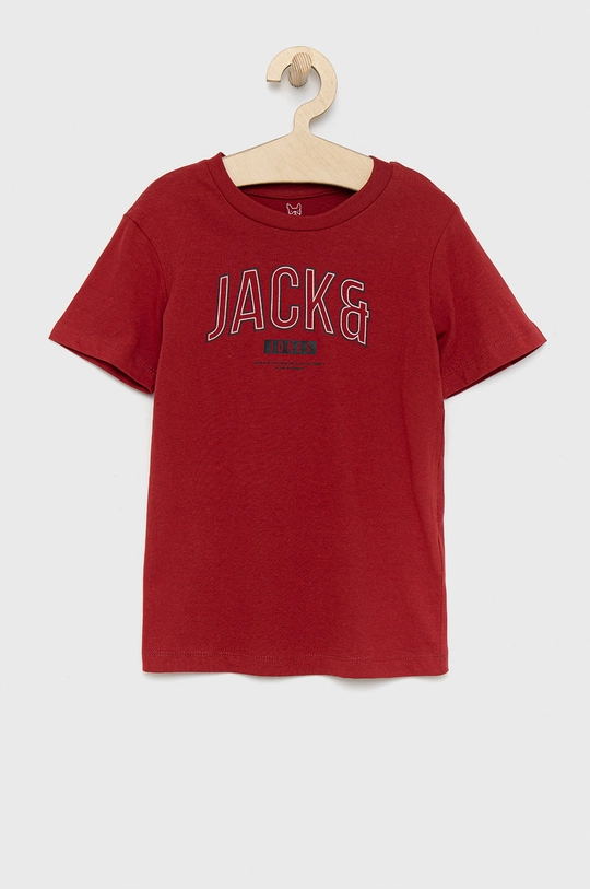 bordowy Jack & Jones t-shirt bawełniany dziecięcy Chłopięcy