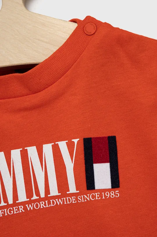 Παιδικό βαμβακερό μπλουζάκι Tommy Hilfiger πορτοκαλί