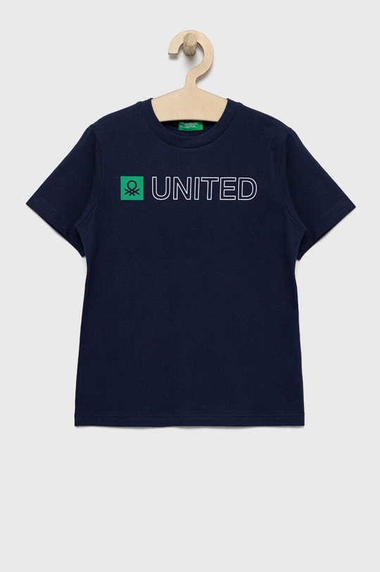 granatowy United Colors of Benetton t-shirt bawełniany dziecięcy Chłopięcy