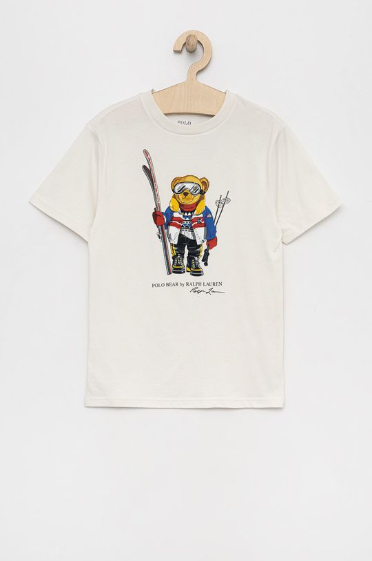 kremowy Polo Ralph Lauren t-shirt bawełniany dziecięcy Chłopięcy