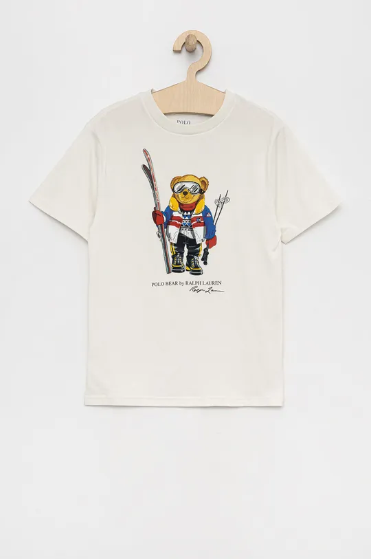 бежевый Детская хлопковая футболка Polo Ralph Lauren Для мальчиков