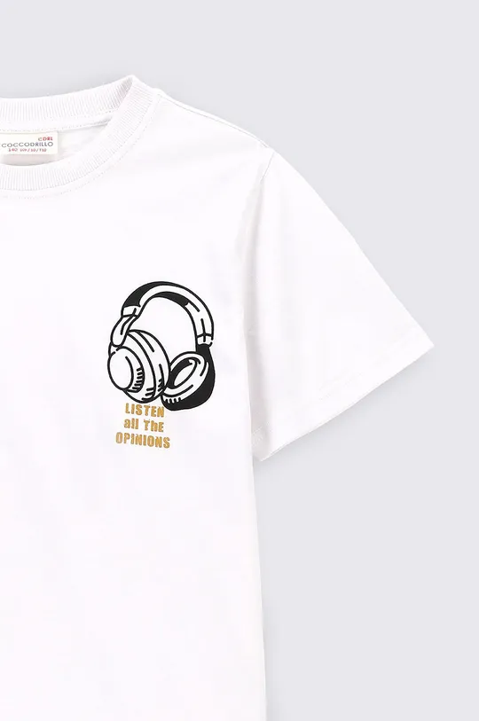 Παιδικό βαμβακερό μπλουζάκι Coccodrillo λευκό