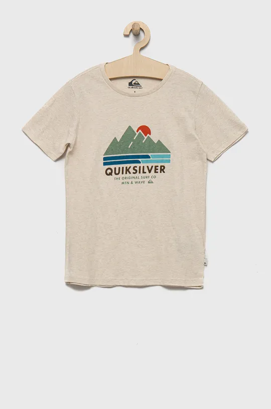 beżowy Quiksilver t-shirt bawełniany dziecięcy Chłopięcy